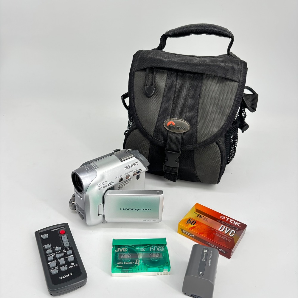 VTG Sony Handycam DCR-HC21 Camcorder Silver MiniDV 20x Optical Zoom Bundle Y2K